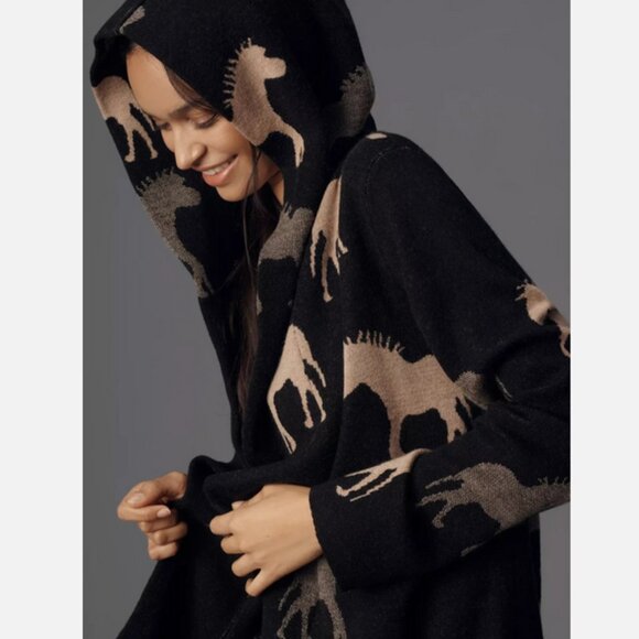 Anthropologie Maeve Oversized Open-Front Horse Pattern Cardigan Sweater M NWT - Picture 6 of 6